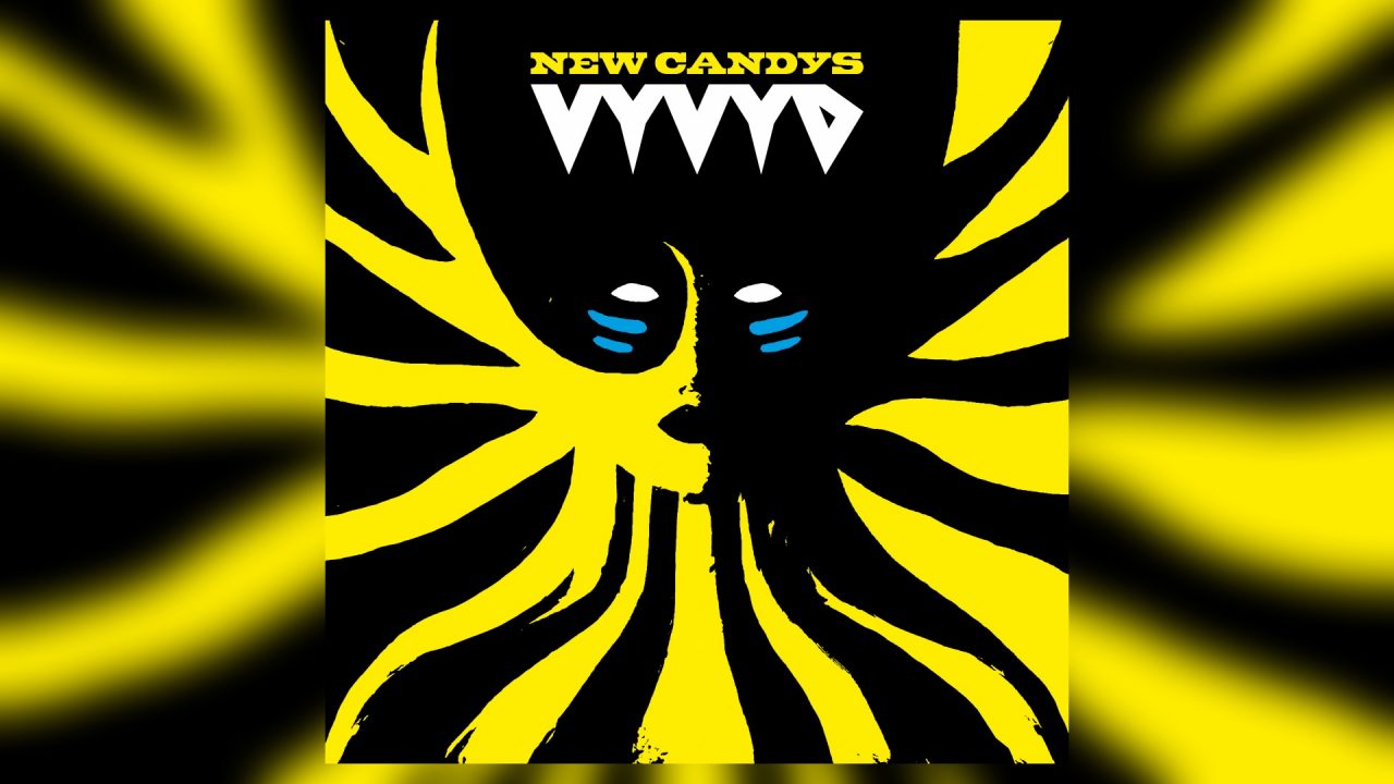 Cover des Albums "VYVYD" von New Candys, ein gemaltes weibliches Gesicht mit Sonnenoptik