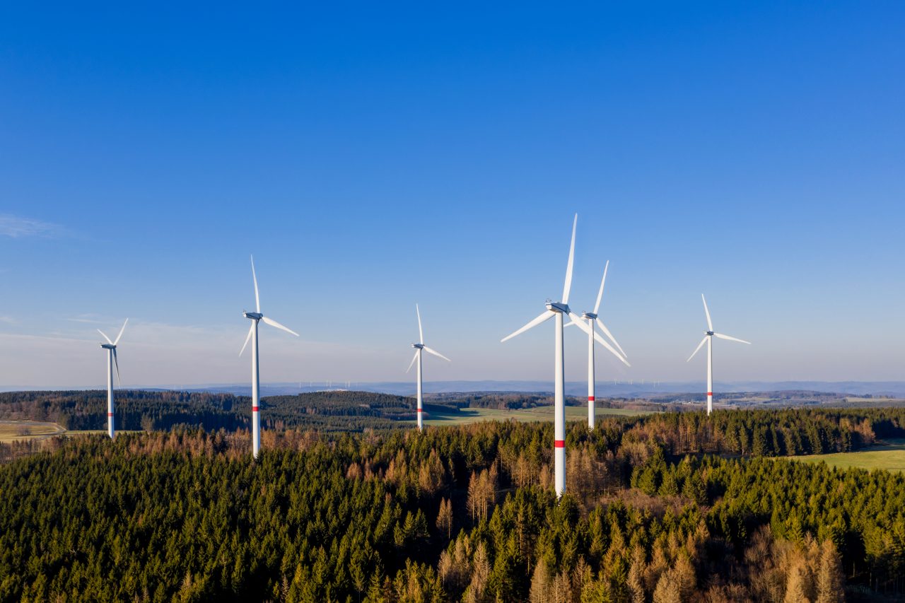 Windräder in Wald